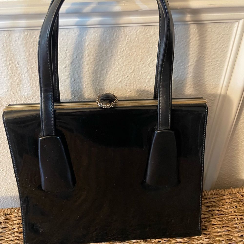 1960’s Francois California Black Vinyl Women’s Snap Close Handbag